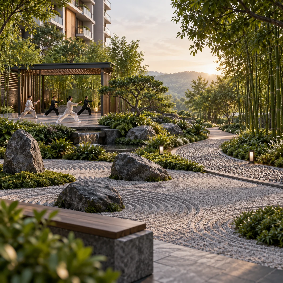 Purva Trivante rock garden, tai chi court and nature walk, artist's impression